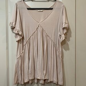 Womens Flowy Cream Top